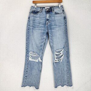 VERVET Jeans Womens 29 Blue High Rise Relaxed Straight Distressed Denim Raw Hem